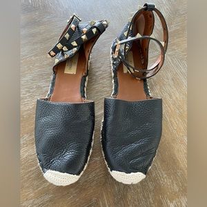 Valentino Rockstud Accents Leather Espadrilles